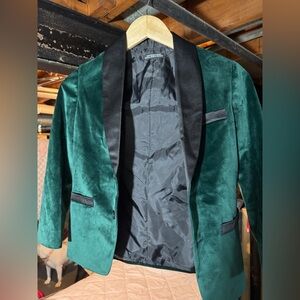 Sean John Green and Black Velvet Tuxedo Jacket